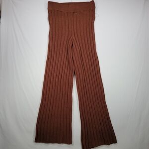 Free People Ribbed Wide Leg Pants in Brown